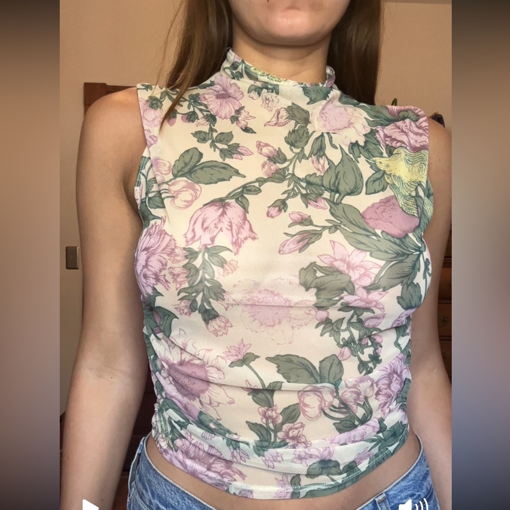 Abercrombie & Fitch Floral Tank Top - Pink and Green